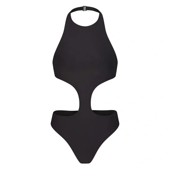 🖤SKIMS SWIM HALTER MONOKINI ONE PIECE SWIMSUIT ONYX XS S M - Picture 4 of 6
